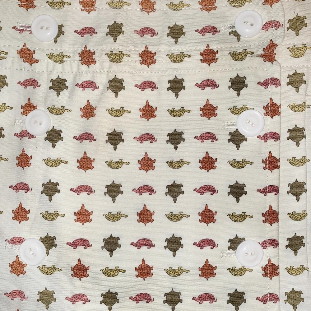 J. Crew sz 2 ivory turtle print button front accents wrap 100% Cotton mini skirt